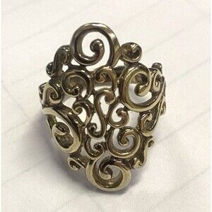 Sterling Silver Ring Vintage Scrolls And Swirls Size 9